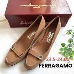 美品✨【Salvatore Ferragamo】パンプス ブラウン系 本革のサムネイル