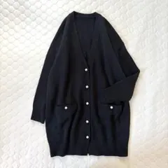 定価2.5万✴︎BEARDSLEY パール釦ロングカーディガン　ブラック