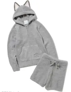 ジェラートピケ　あつまれどうぶつの森　パーカー&ショートパンツセット　グレー