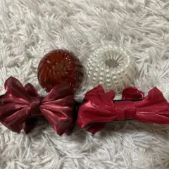 リボン付きヘアクリップ4個セット