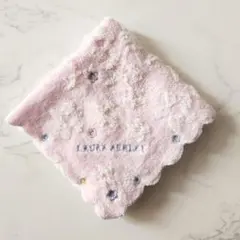 LAURA ASHLEY 花柄タオルハンカチ ピンク
