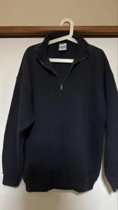 TULTEX タルテックス ハーフジップ スウェット ブラック 無地 古着