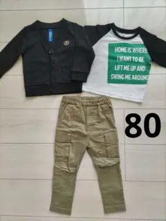 再値下げ！！ベビー服男の子まとめ売り　長袖Tシャツ、カーディガン、カーゴパンツ