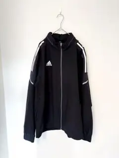 【adidas】トラックジャケット 黒x白 3ストライプ