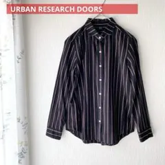 美品 アーバンリサーチドアーズ 長袖シャツ ストライプ ネイビー カジュアル