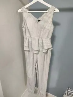 riendaストライプ ペプラム パンツセットアップ