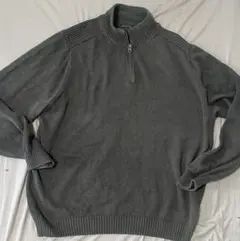 US古着 DOCKERS ダークカーキオリーブ ハーフジップセーター XL/XG