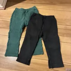 ユニクロ　西松屋　レギンス　パンツ　長ズボン　90cm 2枚セット　黒　緑