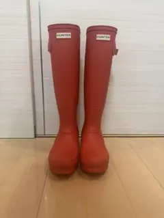 HUNTER レッド 長靴 バックル付き - メルカリ