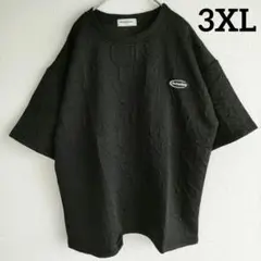 新品⭐ 3XL ブラック Tシャツ エンボス加工　半袖 メンズ 大きいサイズ