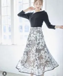 ⭐️tocco⭐️トッコクローゼットシアーロングスカート リボンコラボ花柄フラワー