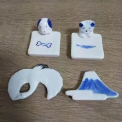 箸置き 4個セット （鶴・富士山・犬 ・猫）