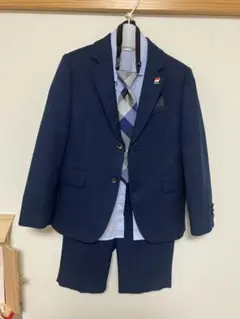 【入学式・卒園式】紺色スーツ 120cm 水色シャツ