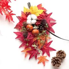 秋色スワッグ＊フラワーアレンジ＊秋リース＊ハロウィンリースのサムネイル