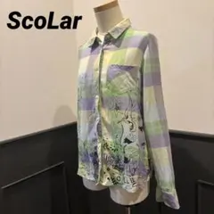 スカラー メルヘン柄 チェックブラウス　Mサイズのサムネイル