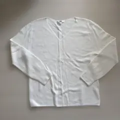 UNIQLO☆ホワイト/Vネック 長袖ニット/M