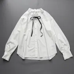2025年 極美品 NOLLEY’S フリルカラーブラウス リボンタイのサムネイル