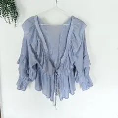 アクシーズファーム　フリル　リボン付き　ブラウス