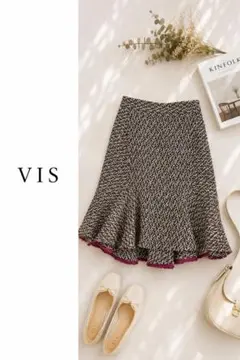 vis ビス　上品フレア膝丈スカート　秋冬用のサムネイル