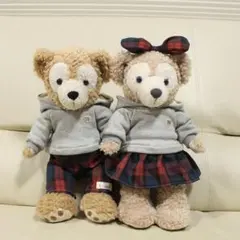 ダッフィー　シェリーメイ　ペア　コスチューム　パーカーセット　グレー　赤チェック