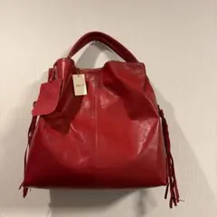 Dakota レザー 赤 ショルダーバッグ フリンジ付き　1032210