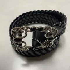 未使用　黒 編み込みベルト バックル　Y2K