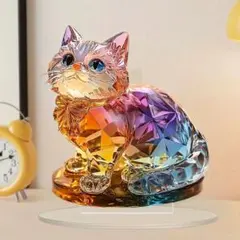★ クリスタルプリントキャット 猫 雑貨 スタンド型 サンキャッチャー1701