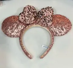 ディズニー ミニー カチューシャ ピンクゴールド スパンコール