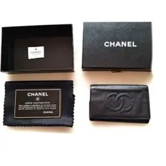 復古香奈兒黑色皮革鑰匙包