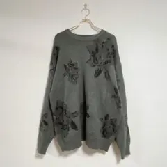 【6RAGEBLUE】美品✨ 花柄 グレー 長袖 ニット セーター M