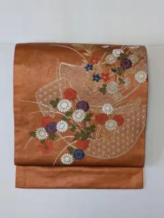 ワインレッド 花柄刺繍 名古屋帯 - メルカリ