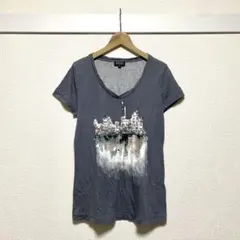 ESCADA SPORT Tシャツ S グレー ビーズ刺繍 Ｖネック プリントのサムネイル