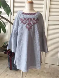新品　HAYDEN  長袖　花刺繍　コットンワンピース　130  女の子