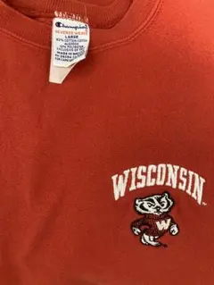 90s チャンピオン リバースウィーブ WISCONSIN 赤 L 刺繍タグ