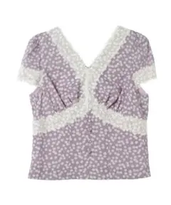Cherry Pattern Lace Trim Top herliptoのサムネイル