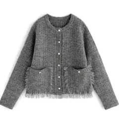 GRL フリンジツイードニットカーディガン [an1394] 新品タグ付き