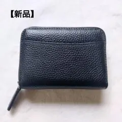 【新品】　カードケース　財布　コンパクト　牛本革　レザー　ブラック　シンプル