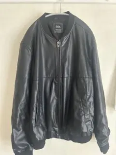 ZARA ブラック フェイクレザー　ボンバージャケット XL