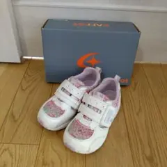 ムーンスター　キャロット　ホワイト　ピンク　花柄　18.5 3E