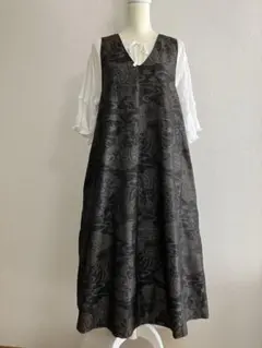 大島紬リメイクジャンパースカート（ポケット有）