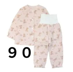 【タグ付き新品未使用】キルト パジャマ 長袖 女の子 うさぎ ピンク ９０