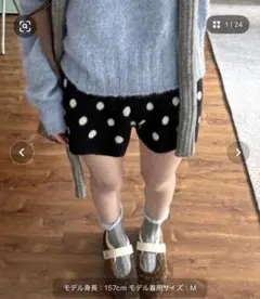 SHEENA 水玉模様 ショートパンツ M 黒