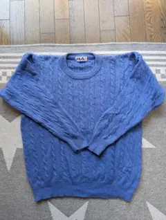FILA フィラ ケーブルニット コットン100% 水色 L相当