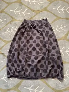 バルーン型　水玉スカート　チャコールグレー　未使用　Mサイズ(後ろウエストゴム)