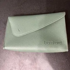 bamford グリーンレザー トラベルポーチ