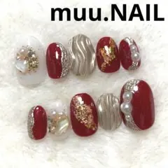 在庫整理価格‼️現品ネイルチップ 振袖 前撮り お呼ばれ 成人式 レッド ネイル