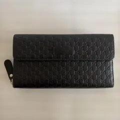 GUCCI ブラックレザー長財布 GGパターン