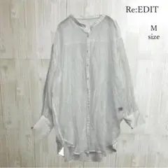 Re:EDIT シアーオーバーサイズシャツ バンドカラー ホワイト Fサイズのサムネイル
