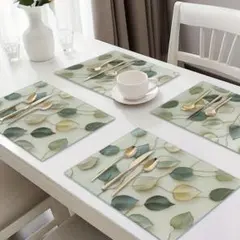【4枚セット】リーフ ランチョンマット 北欧 洗える 防水 おしゃれ 食卓 耐久