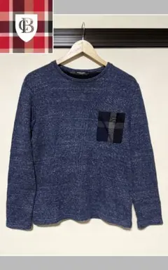 【BLACK LABEL】ニットセーター/無地/チェック/ナイロン/ロゴ/古着